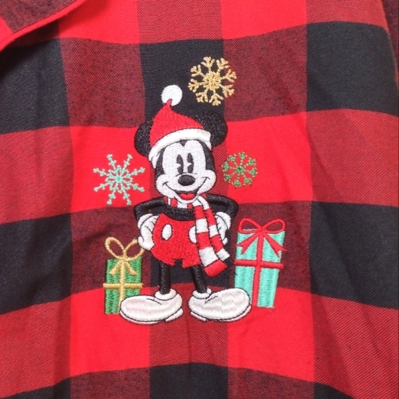 Disney Mickey Mouse Men's  Red/Black Plaid Holiday Pajama Set Size (XL) - Picture 3 of 16